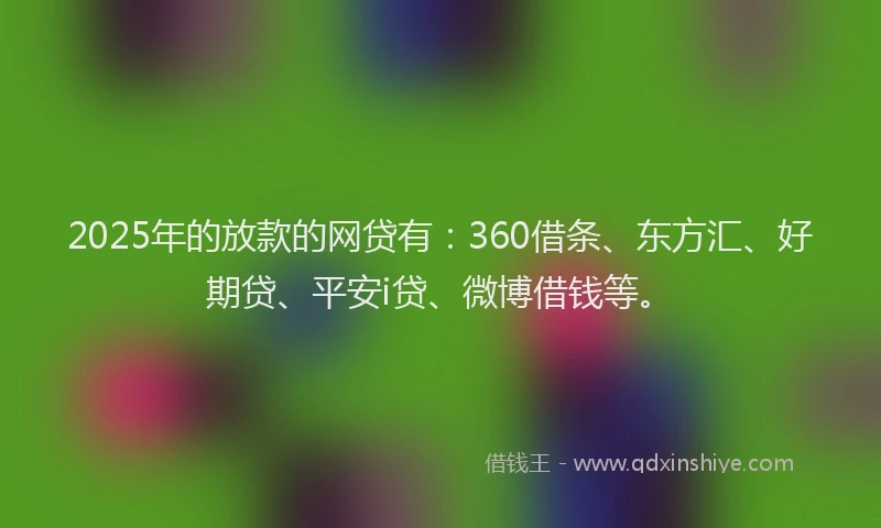 2025年的放款的网贷有：360借条、东方汇、好期贷、平安i贷、微博借钱等。