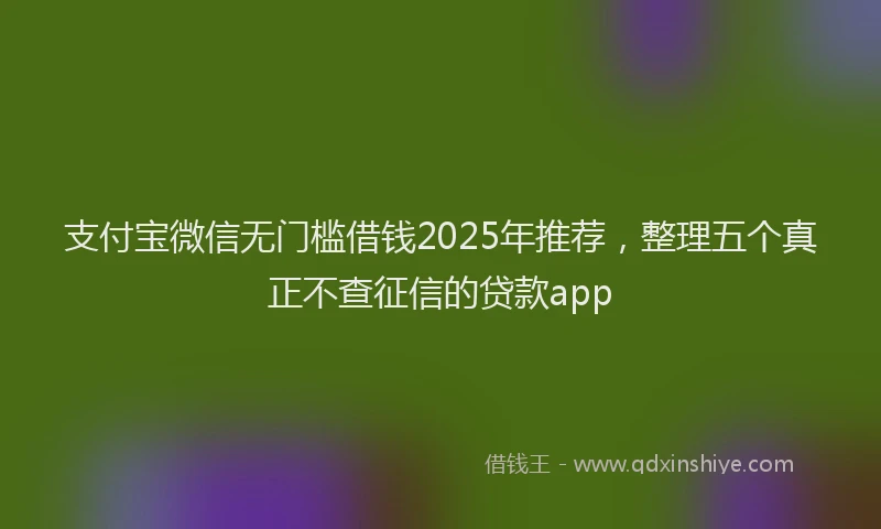 支付宝微信无门槛借钱2025年推荐，整理五个真正不查征信的贷款app