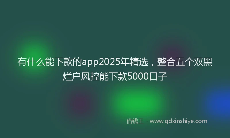 有什么能下款的app2025年精选，整合五个双黑烂户风控能下款5000口子