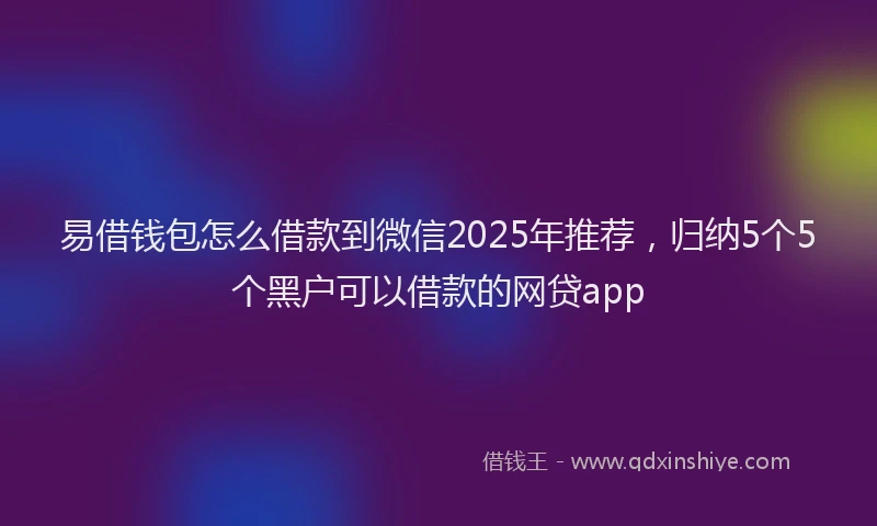 易借钱包怎么借款到微信2025年推荐，归纳5个5个黑户可以借款的网贷app