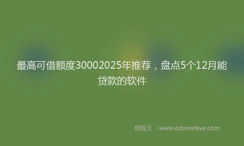 最高可借额度30002025年推荐，盘点5个12月能贷款的软件