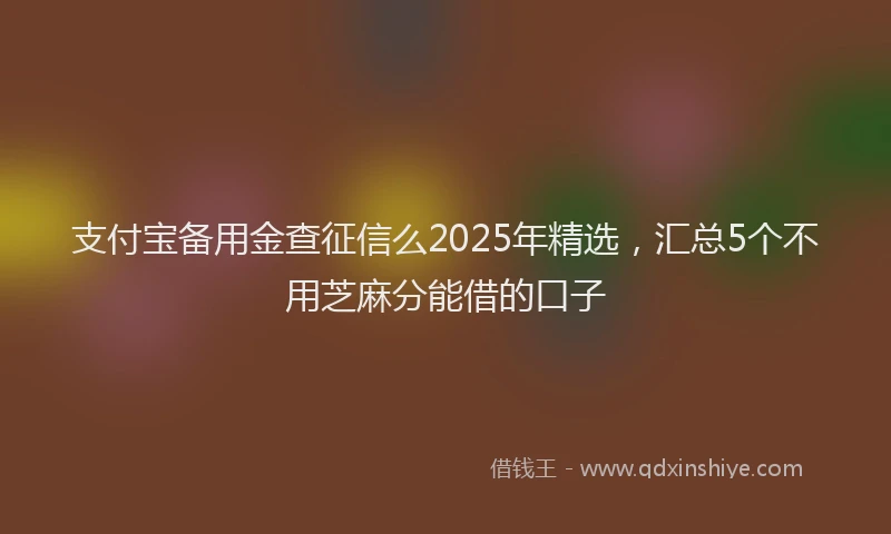 支付宝备用金查征信么2025年精选，汇总5个不用芝麻分能借的口子