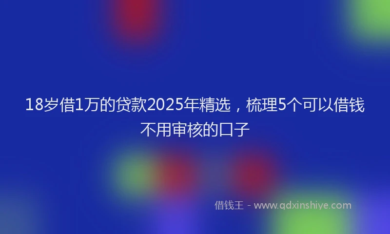 18岁借1万的贷款2025年精选，梳理5个可以借钱不用审核的口子