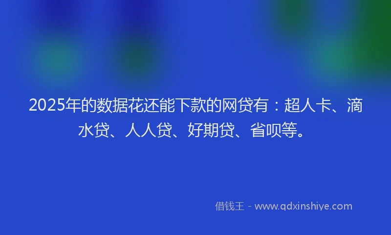 2025年的数据花还能下款的网贷有：超人卡、滴水贷、人人贷、好期贷、省呗等。