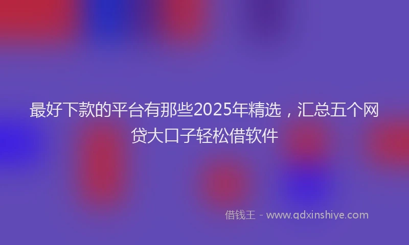 最好下款的平台有那些2025年精选，汇总五个网贷大口子轻松借软件