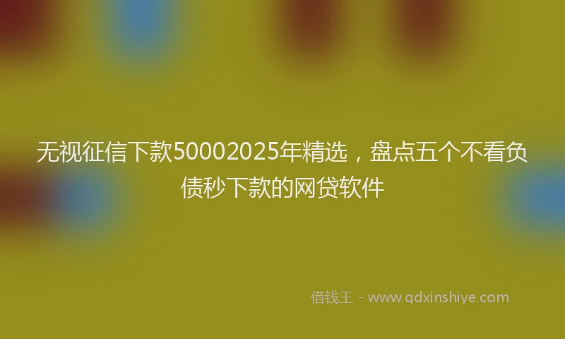 无视征信下款50002025年精选，盘点五个不看负债秒下款的网贷软件