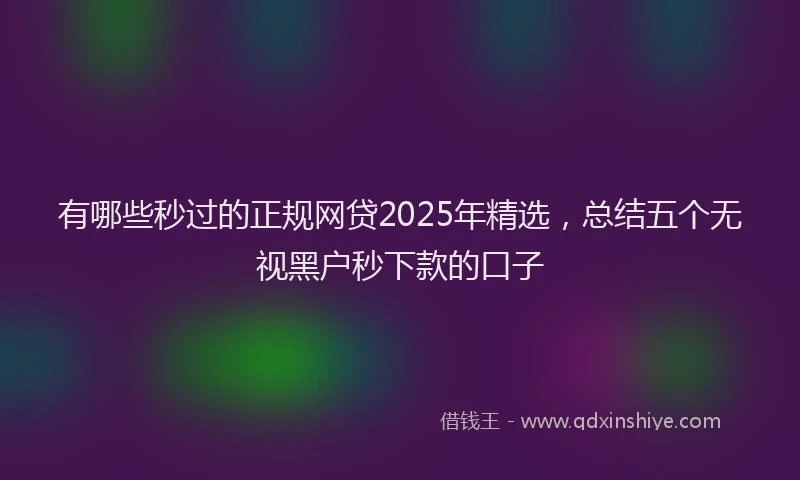 有哪些秒过的正规网贷2025年精选，总结五个无视黑户秒下款的口子