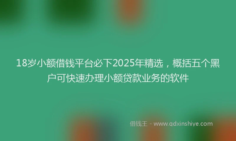 18岁小额借钱平台必下2025年精选，概括五个黑户可快速办理小额贷款业务的软件
