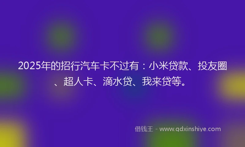 2025年的招行汽车卡不过有：小米贷款、投友圈、超人卡、滴水贷、我来贷等。