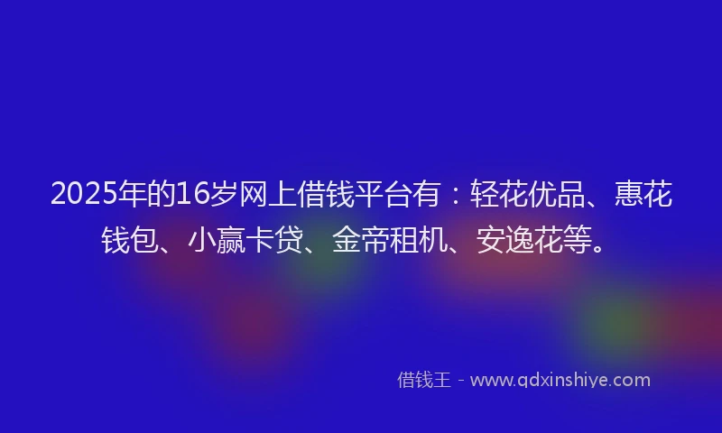 2025年的16岁网上借钱平台有：轻花优品、惠花钱包、小赢卡贷、金帝租机、安逸花等。