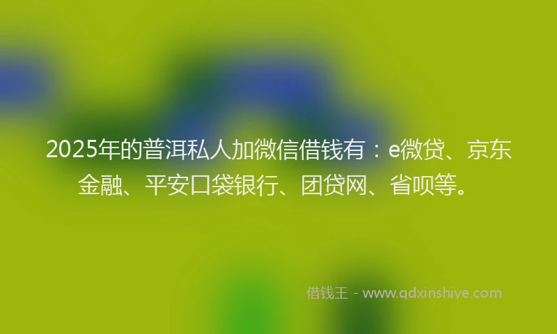 2025年的普洱私人加微信借钱有：e微贷、京东金融、平安口袋银行、团贷网、省呗等。