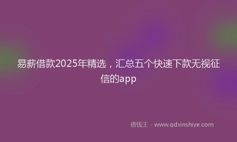 易薪借款2025年精选，汇总五个快速下款无视征信的app