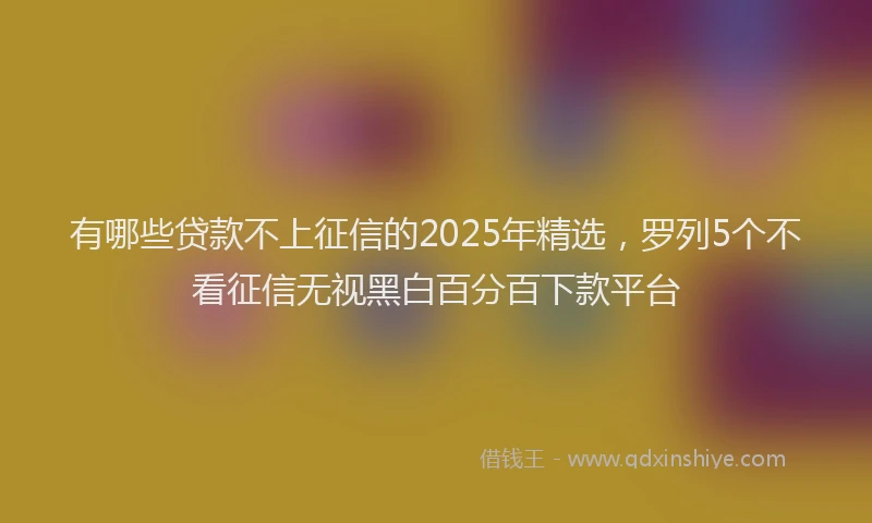 有哪些贷款不上征信的2025年精选，罗列5个不看征信无视黑白百分百下款平台