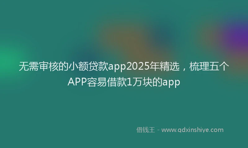 无需审核的小额贷款app2025年精选，梳理五个APP容易借款1万块的app