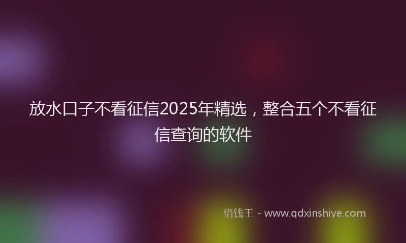 放水口子不看征信2025年精选，整合五个不看征信查询的软件