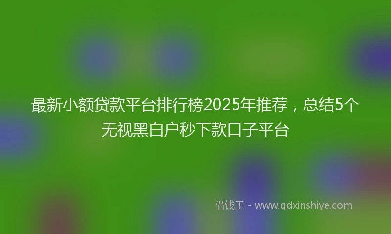 最新小额贷款平台排行榜2025年推荐，总结5个无视黑白户秒下款口子平台