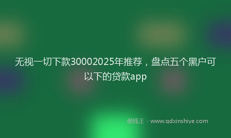 无视一切下款30002025年推荐，盘点五个黑户可以下的贷款app