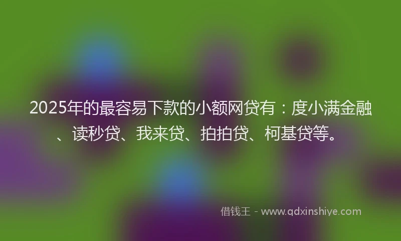 2025年的最容易下款的小额网贷有：度小满金融、读秒贷、我来贷、拍拍贷、柯基贷等。