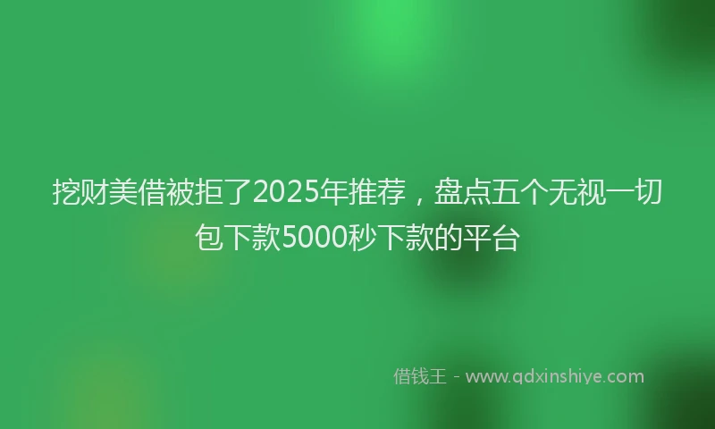 挖财美借被拒了2025年推荐，盘点五个无视一切包下款5000秒下款的平台
