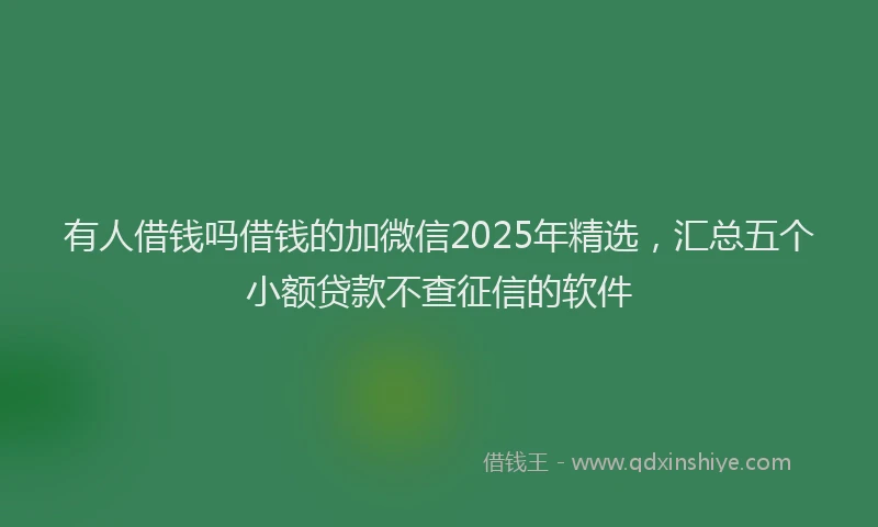 有人借钱吗借钱的加微信2025年精选，汇总五个小额贷款不查征信的软件