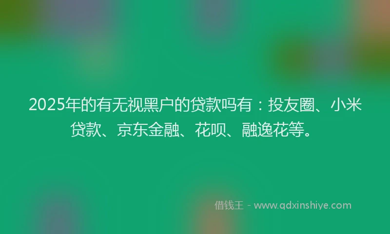 2025年的有无视黑户的贷款吗有：投友圈、小米贷款、京东金融、花呗、融逸花等。