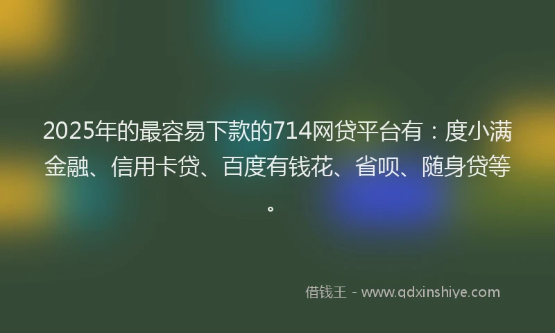 2025年的最容易下款的714网贷平台有：度小满金融、信用卡贷、百度有钱花、省呗、随身贷等。