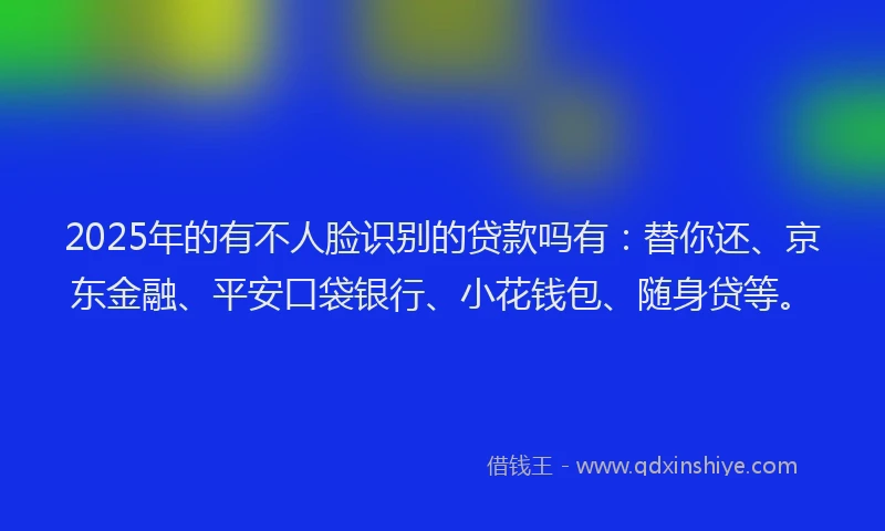 2025年的有不人脸识别的贷款吗有：替你还、京东金融、平安口袋银行、小花钱包、随身贷等。