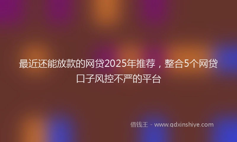 最近还能放款的网贷2025年推荐，整合5个网贷口子风控不严的平台