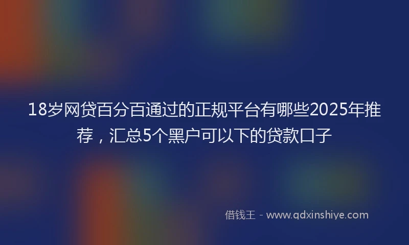 18岁网贷百分百通过的正规平台有哪些2025年推荐，汇总5个黑户可以下的贷款口子