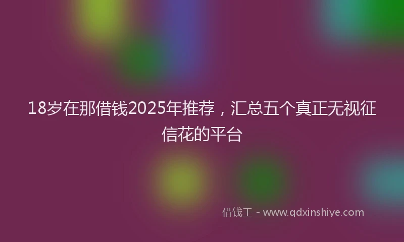 18岁在那借钱2025年推荐，汇总五个真正无视征信花的平台