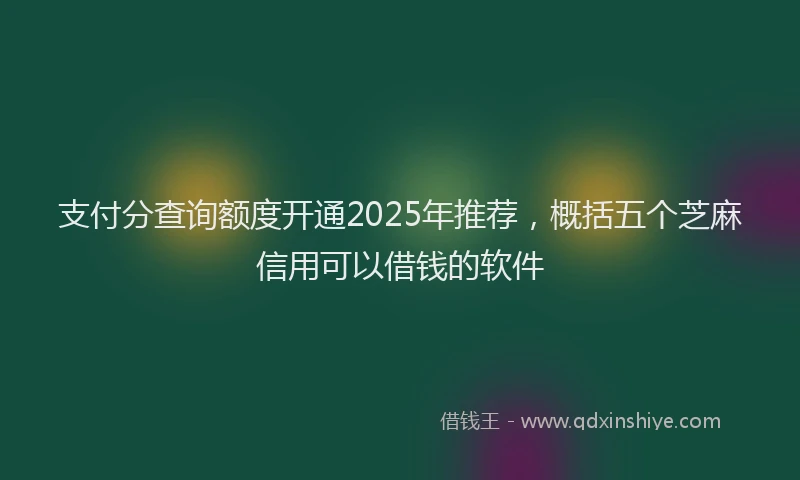 支付分查询额度开通2025年推荐，概括五个芝麻信用可以借钱的软件