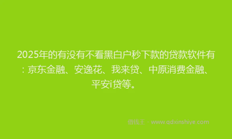 2025年的有没有不看黑白户秒下款的贷款软件有：京东金融、安逸花、我来贷、中原消费金融、平安i贷等。