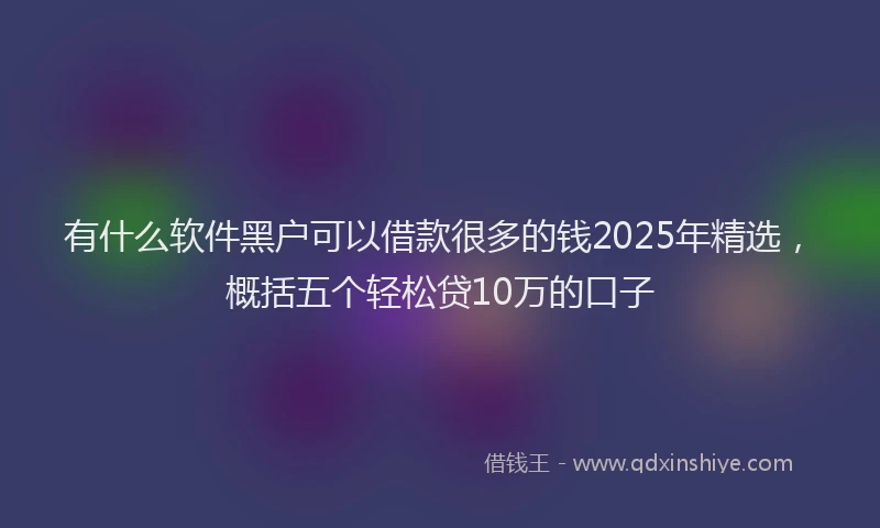有什么软件黑户可以借款很多的钱2025年精选，概括五个轻松贷10万的口子