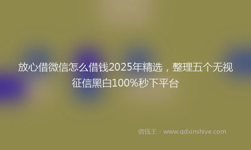 放心借微信怎么借钱2025年精选，整理五个无视征信黑白100%秒下平台