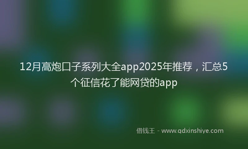 12月高炮口子系列大全app2025年推荐，汇总5个征信花了能网贷的app