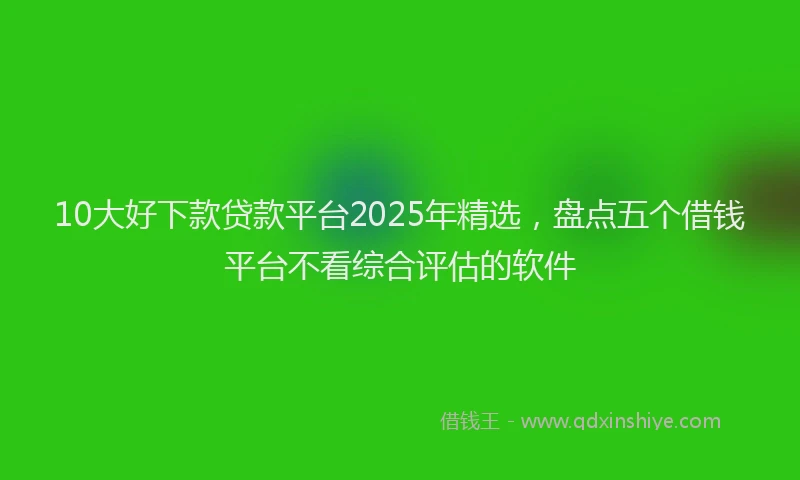 10大好下款贷款平台2025年精选，盘点五个借钱平台不看综合评估的软件