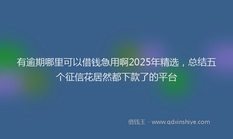 有逾期哪里可以借钱急用啊2025年精选，总结五个征信花居然都下款了的平台