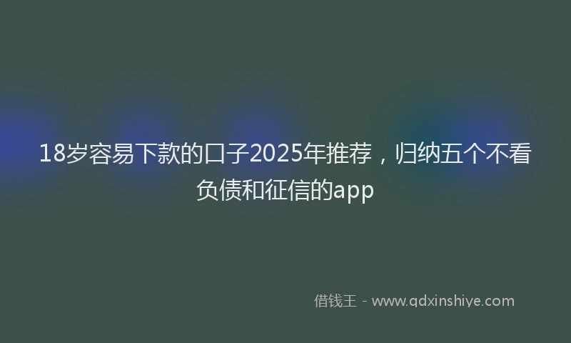 18岁容易下款的口子2025年推荐，归纳五个不看负债和征信的app