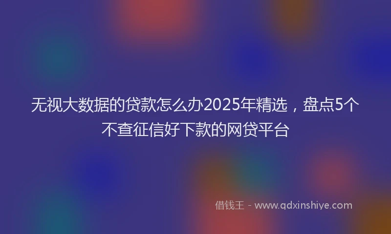 无视大数据的贷款怎么办2025年精选，盘点5个不查征信好下款的网贷平台