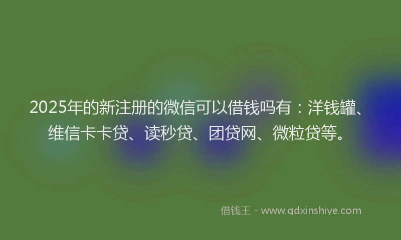2025年的新注册的微信可以借钱吗有：洋钱罐、维信卡卡贷、读秒贷、团贷网、微粒贷等。
