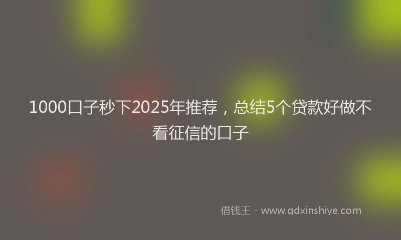 1000口子秒下2025年推荐，总结5个贷款好做不看征信的口子