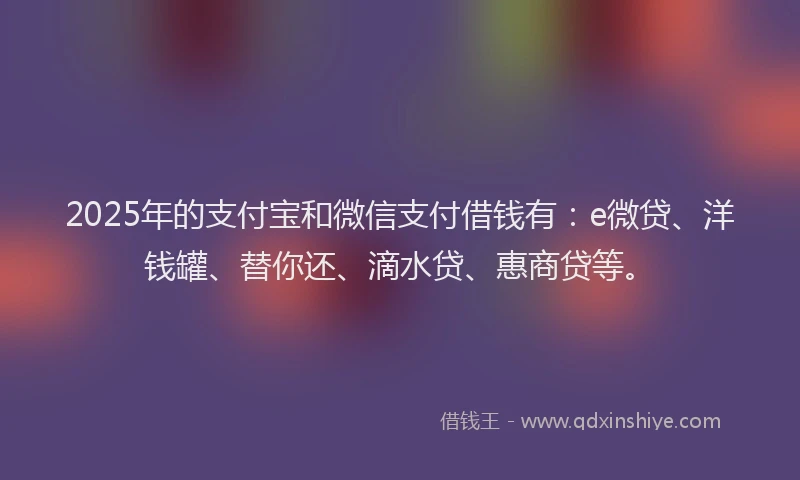 2025年的支付宝和微信支付借钱有：e微贷、洋钱罐、替你还、滴水贷、惠商贷等。