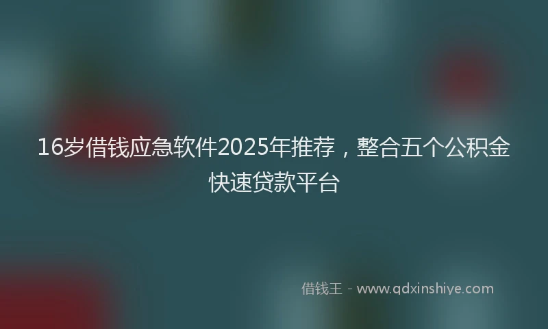16岁借钱应急软件2025年推荐,整合五个公积金快速贷款平台