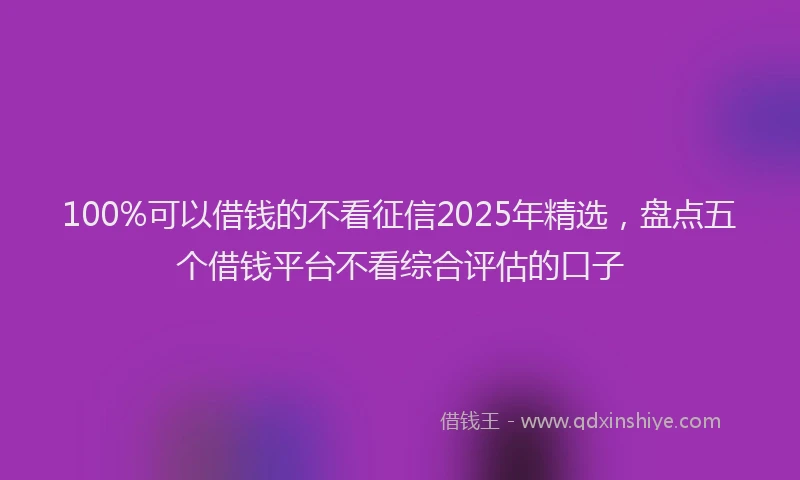 100%可以借钱的不看征信2025年精选，盘点五个借钱平台不看综合评估的口子