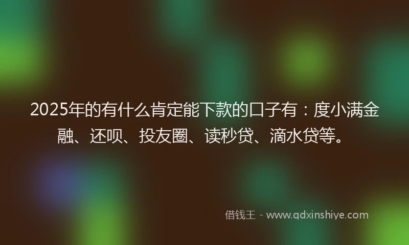 2025年的有什么肯定能下款的口子有：度小满金融、还呗、投友圈、读秒贷、滴水贷等。