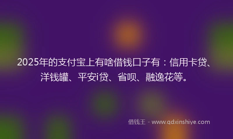 2025年的支付宝上有啥借钱口子有：信用卡贷、洋钱罐、平安i贷、省呗、融逸花等。