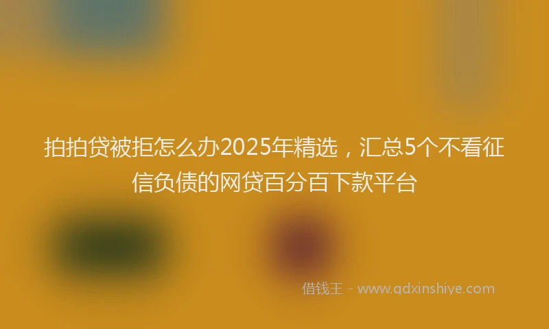 拍拍贷被拒怎么办2025年精选，汇总5个不看征信负债的网贷百分百下款平台