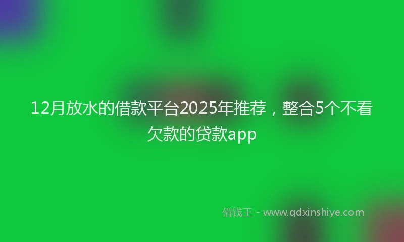 12月放水的借款平台2025年推荐，整合5个不看欠款的贷款app