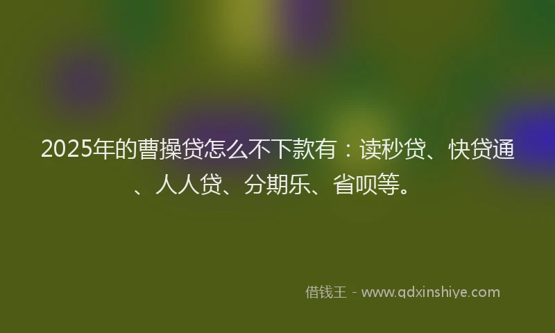 2025年的曹操贷怎么不下款有：读秒贷、快贷通、人人贷、分期乐、省呗等。