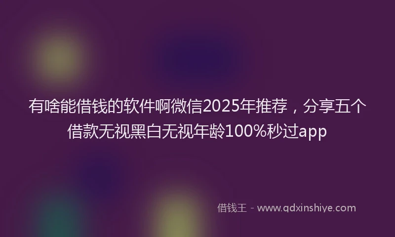 有啥能借钱的软件啊微信2025年推荐，分享五个借款无视黑白无视年龄100%秒过app